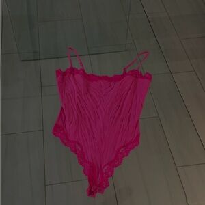 SKIMSPink Lace Bodysuit
